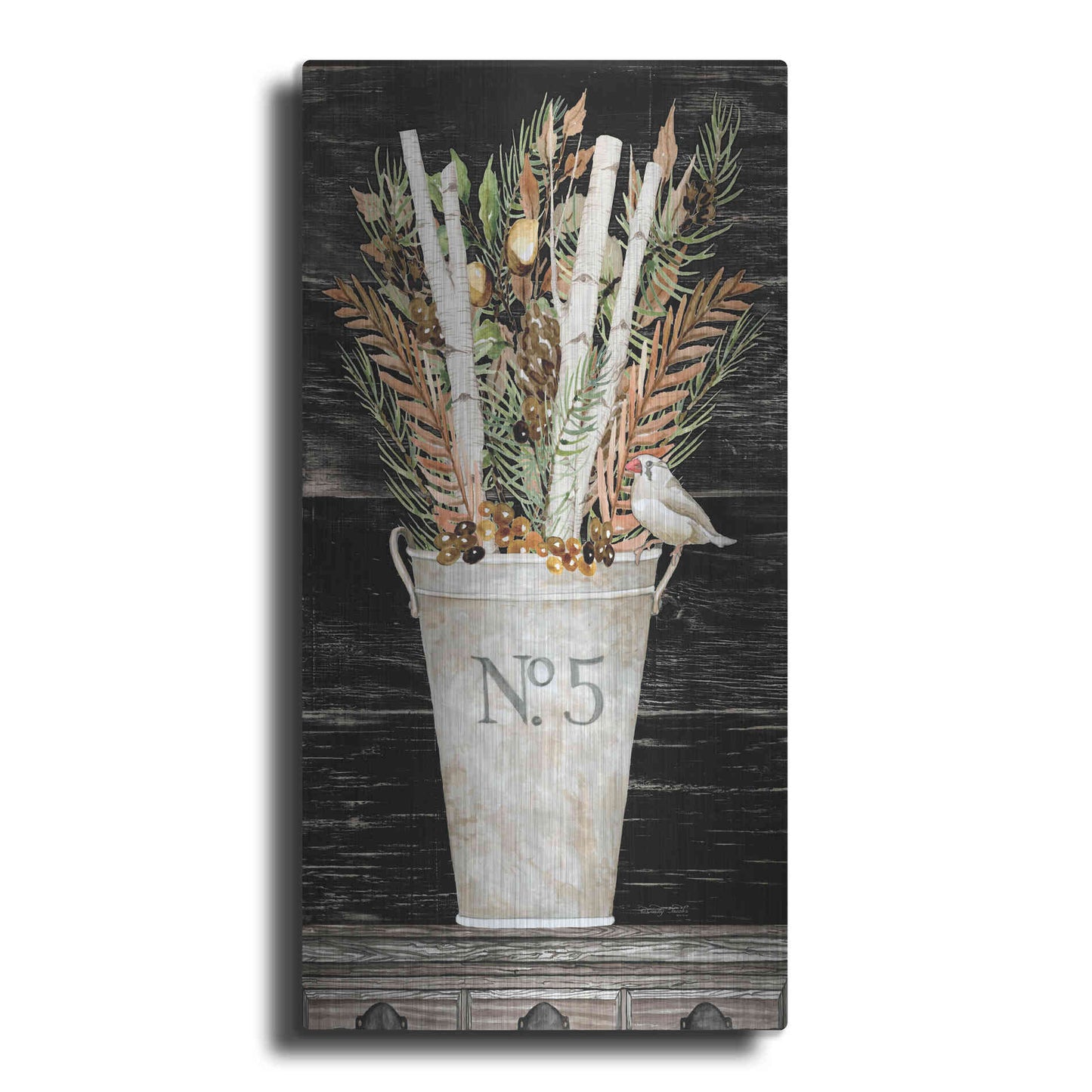 Luxe Metal Art 'No. 5 Fall Flowers and Birch 2' by Cindy Jacobs, Metal Wall Art