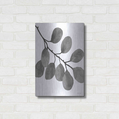 Luxe Metal Art 'Leaves in Gray I' by Cindy Jacobs, Metal Wall Art,16x24