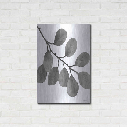 Luxe Metal Art 'Leaves in Gray I' by Cindy Jacobs, Metal Wall Art,24x36