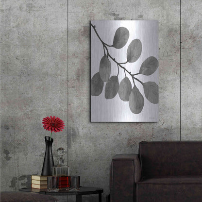 Luxe Metal Art 'Leaves in Gray I' by Cindy Jacobs, Metal Wall Art,24x36