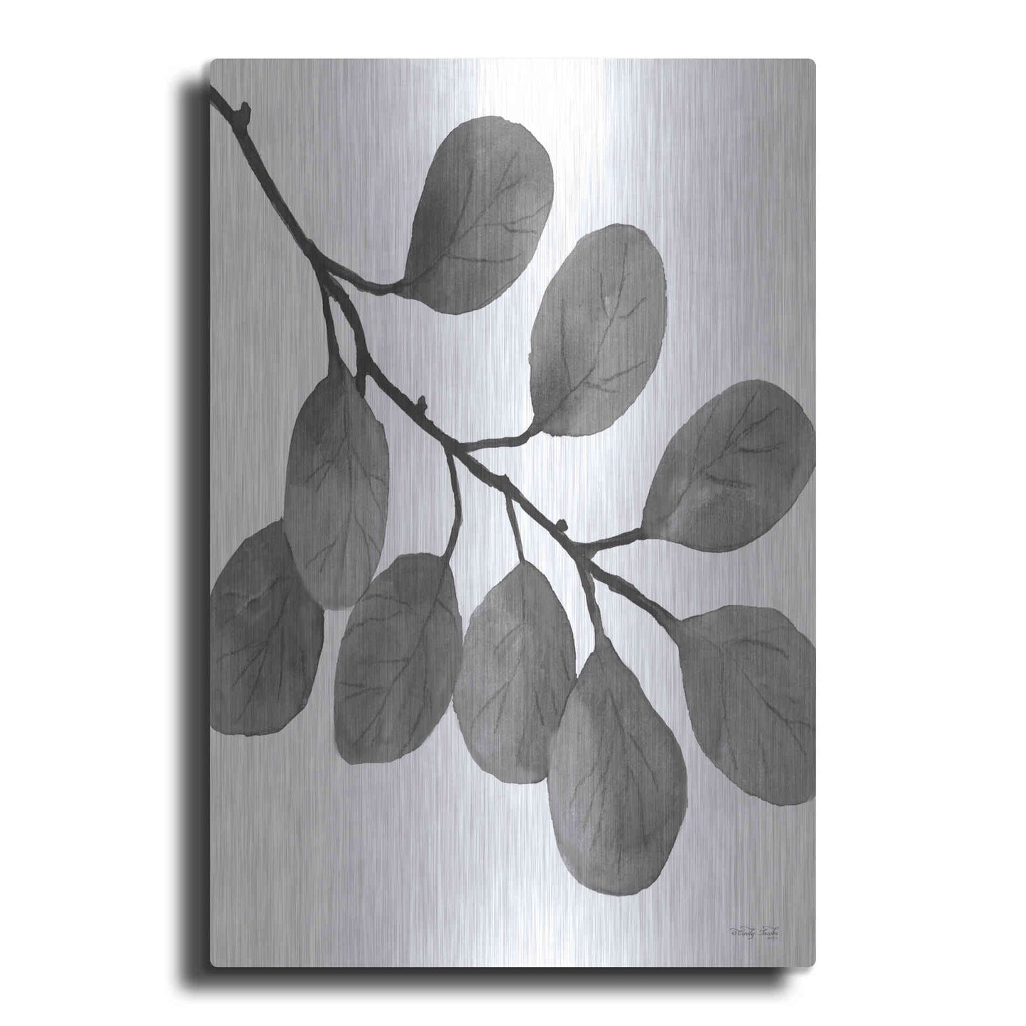Luxe Metal Art 'Leaves in Gray I' by Cindy Jacobs, Metal Wall Art