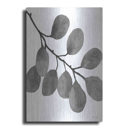 Luxe Metal Art 'Leaves in Gray I' by Cindy Jacobs, Metal Wall Art