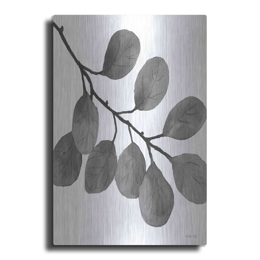 Luxe Metal Art 'Leaves in Gray I' by Cindy Jacobs, Metal Wall Art