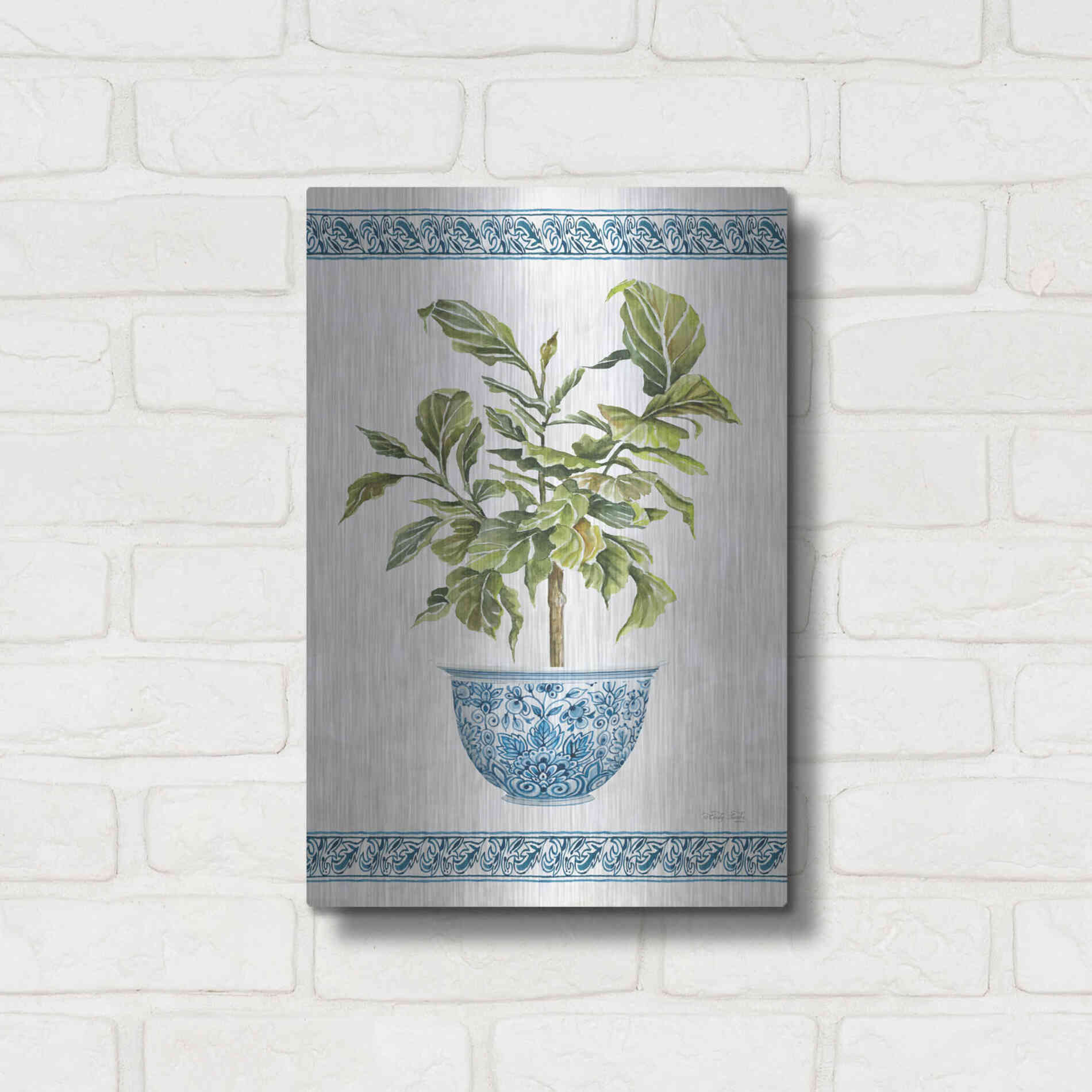 Luxe Metal Art 'Chinoiserie Fig I' by Cindy Jacobs, Metal Wall Art,12x16