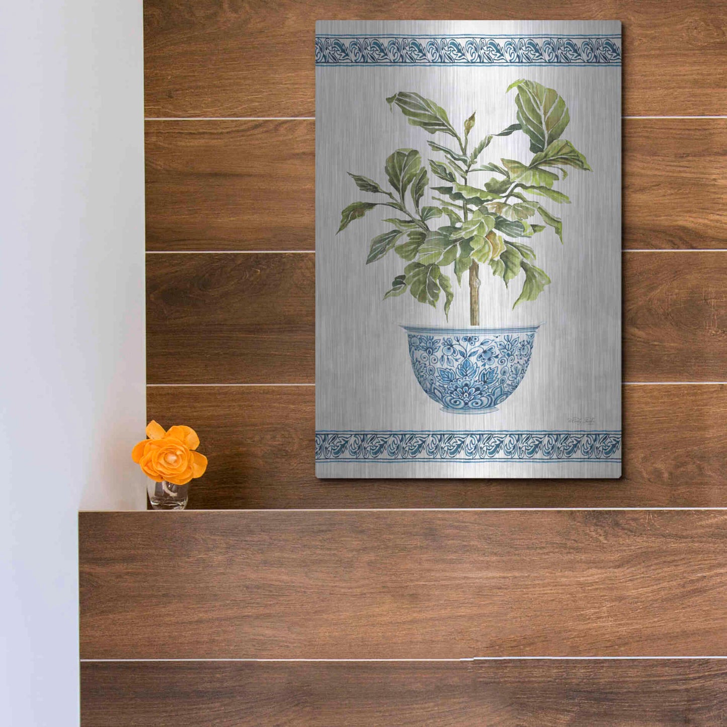 Luxe Metal Art 'Chinoiserie Fig I' by Cindy Jacobs, Metal Wall Art,12x16