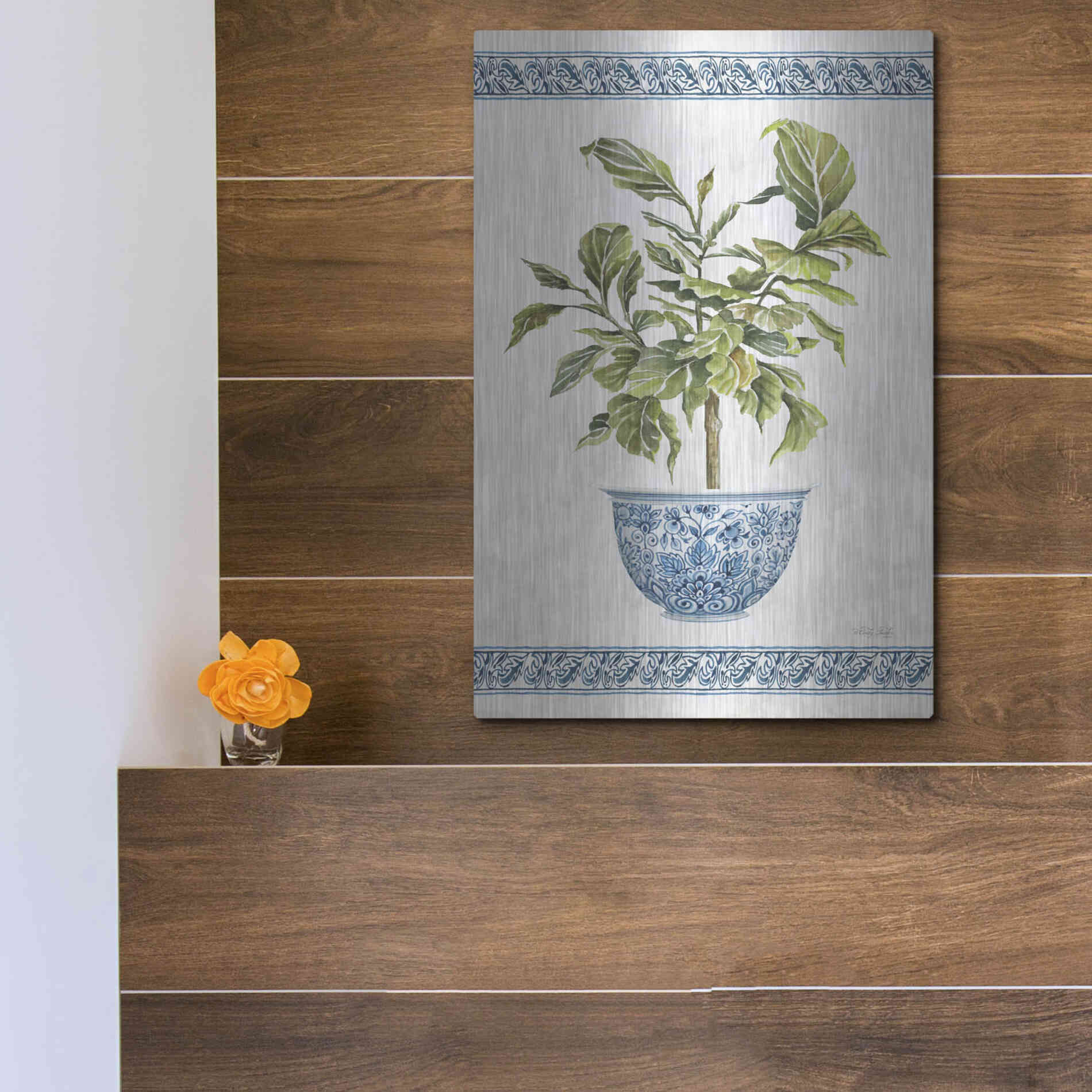 Luxe Metal Art 'Chinoiserie Fig I' by Cindy Jacobs, Metal Wall Art,12x16