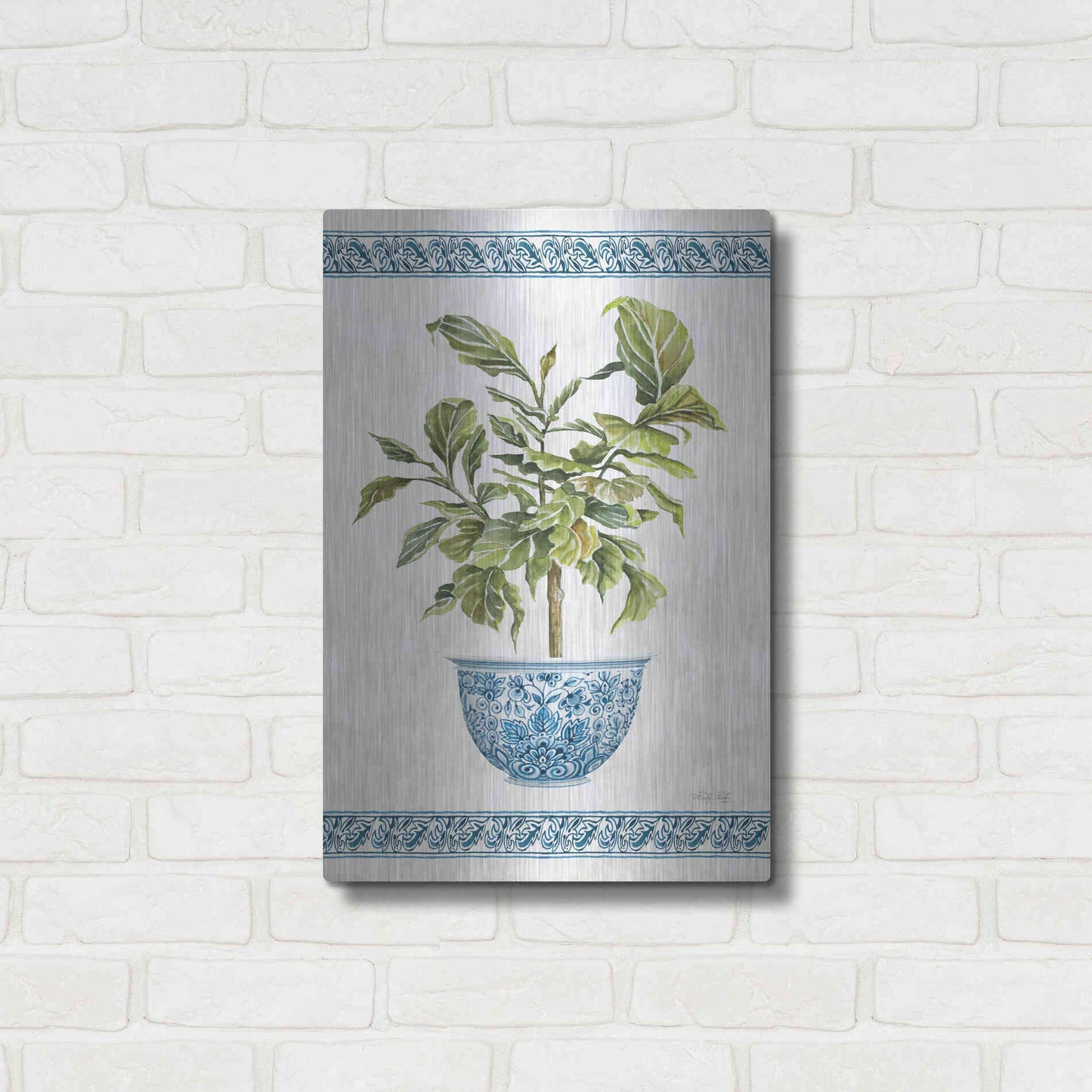 Luxe Metal Art 'Chinoiserie Fig I' by Cindy Jacobs, Metal Wall Art,16x24