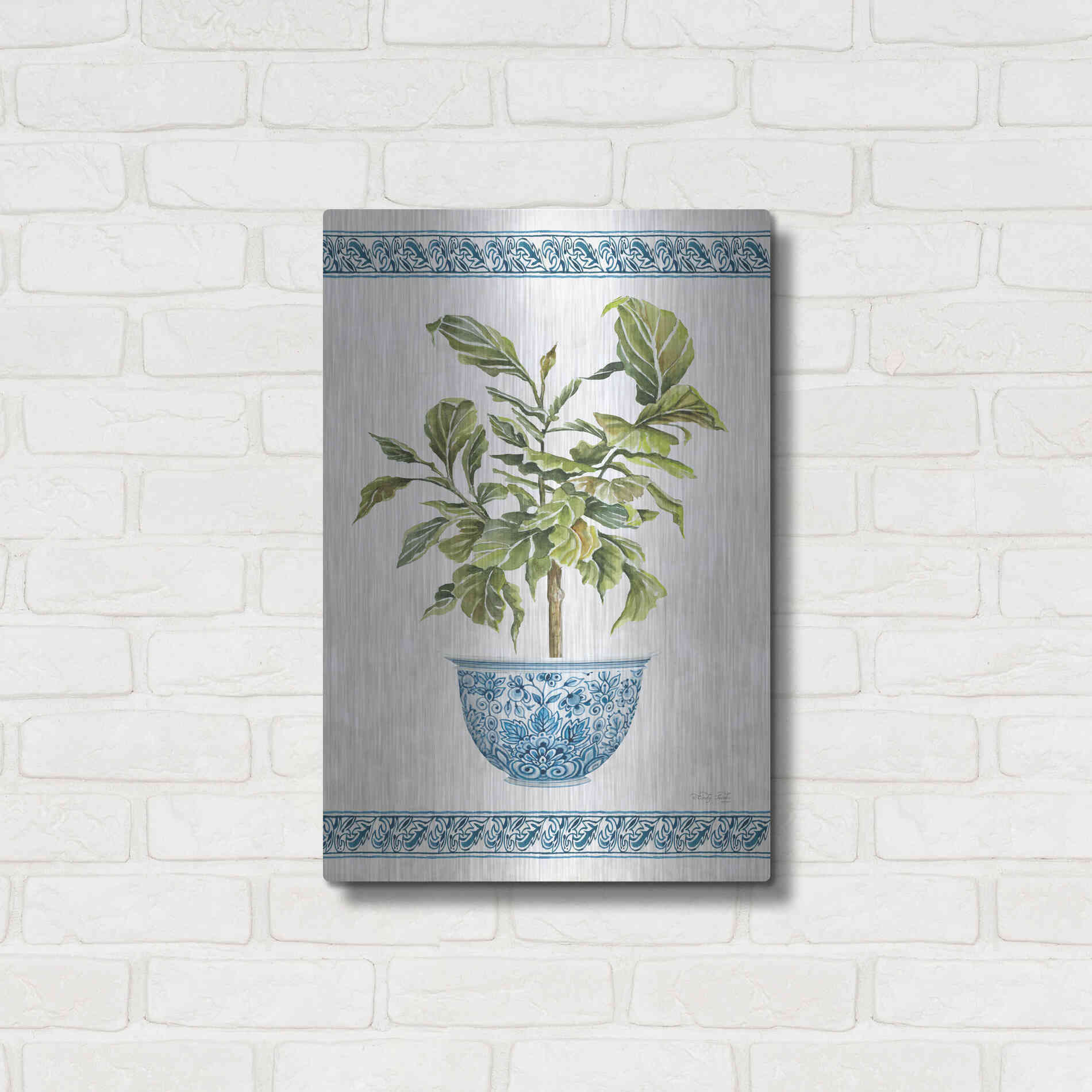 Luxe Metal Art 'Chinoiserie Fig I' by Cindy Jacobs, Metal Wall Art,16x24