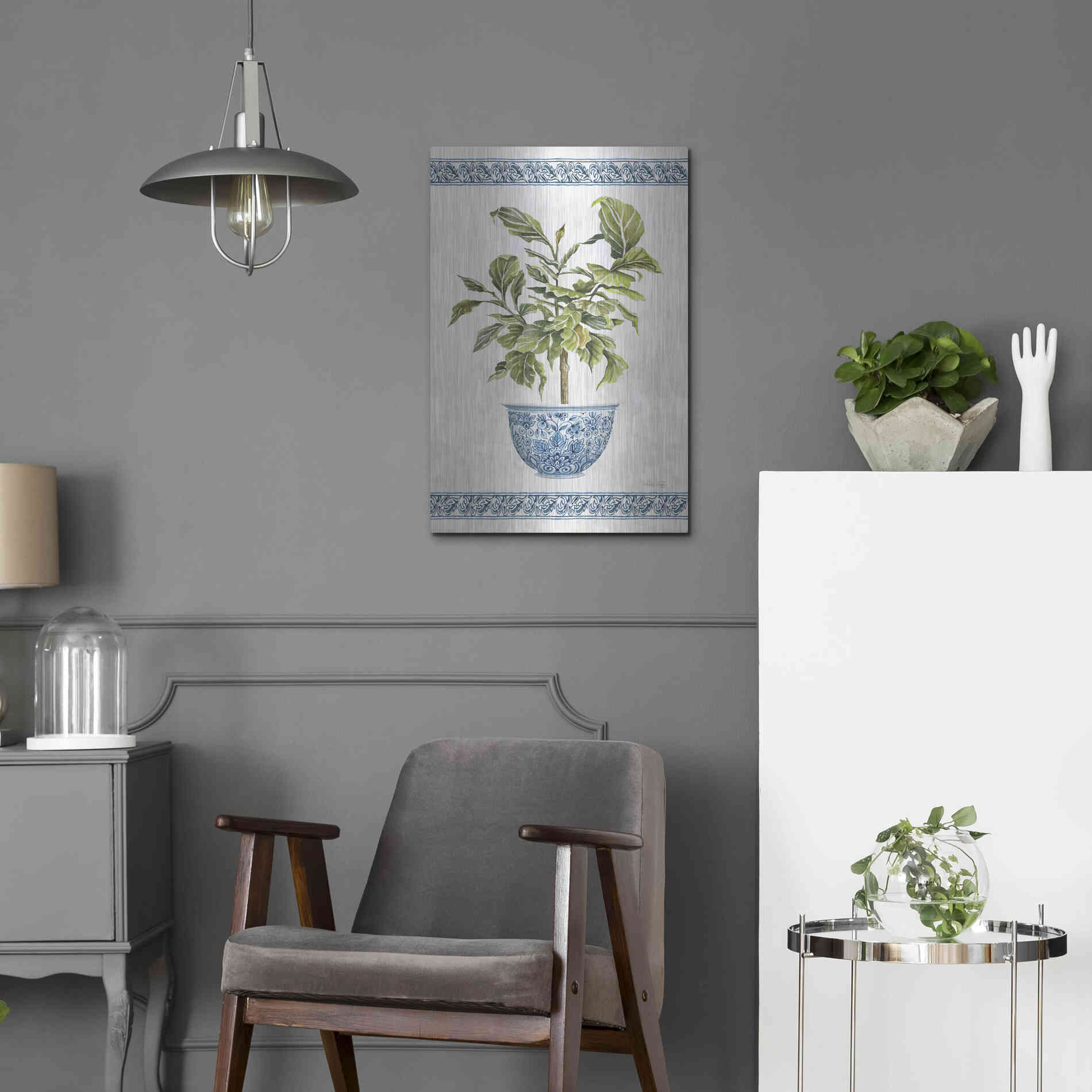 Luxe Metal Art 'Chinoiserie Fig I' by Cindy Jacobs, Metal Wall Art,16x24