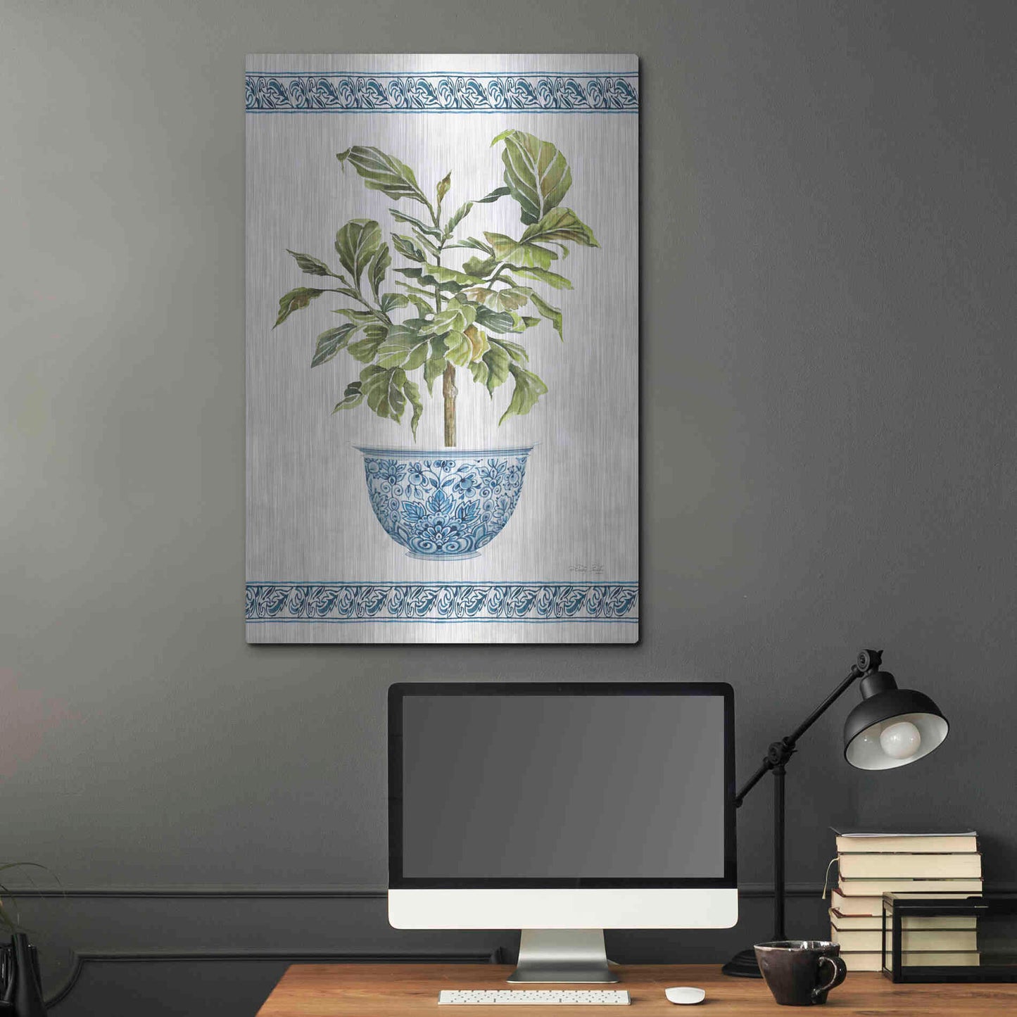 Luxe Metal Art 'Chinoiserie Fig I' by Cindy Jacobs, Metal Wall Art,24x36