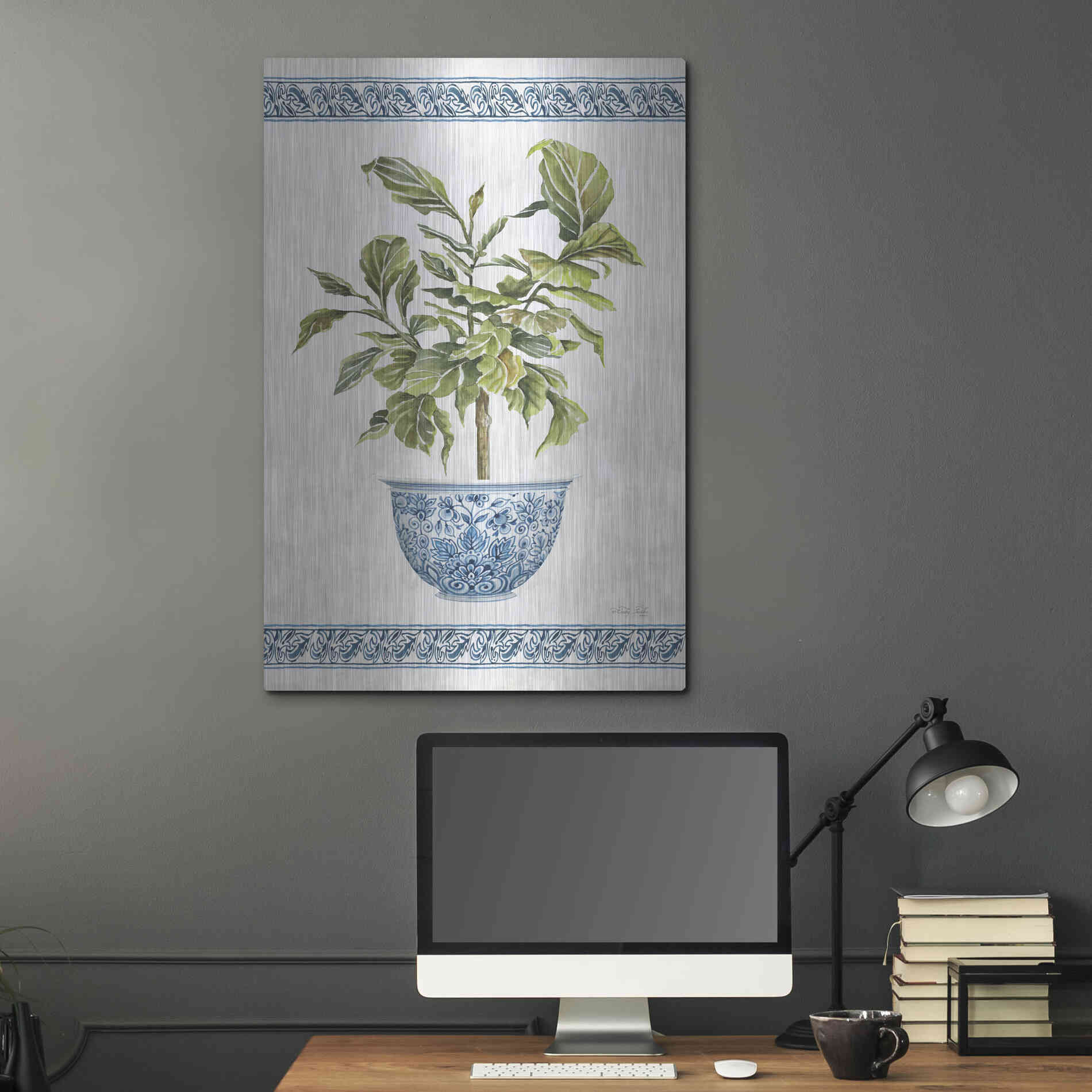 Luxe Metal Art 'Chinoiserie Fig I' by Cindy Jacobs, Metal Wall Art,24x36