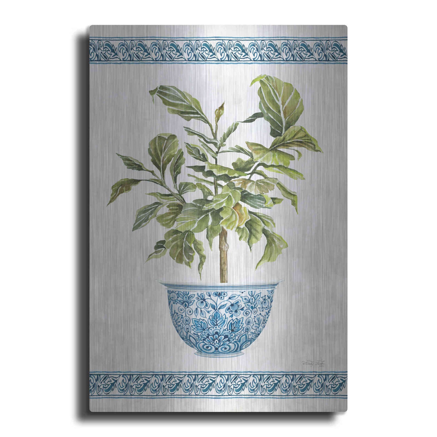 Luxe Metal Art 'Chinoiserie Fig I' by Cindy Jacobs, Metal Wall Art