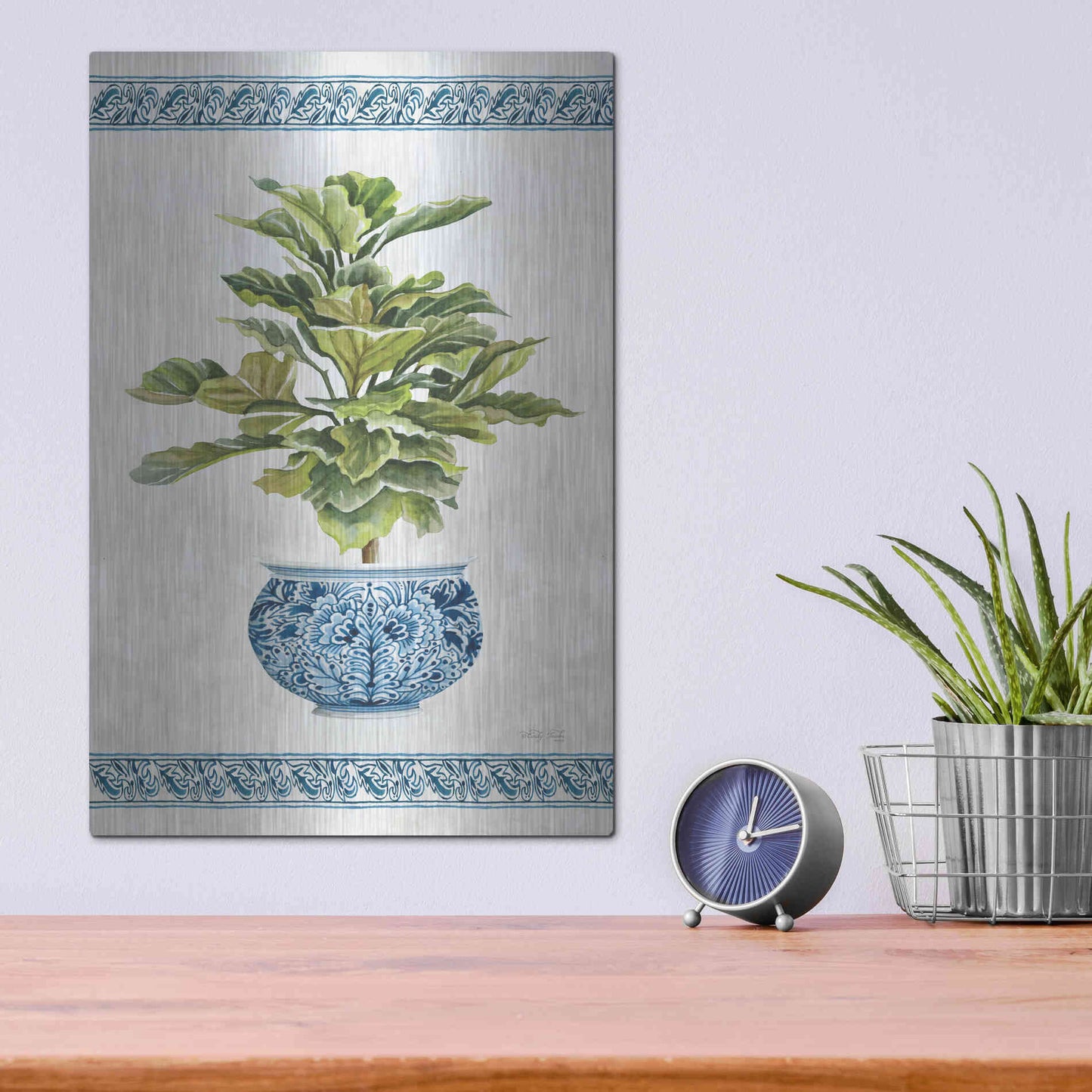 Luxe Metal Art 'Chinoiserie Fig II' by Cindy Jacobs, Metal Wall Art,12x16