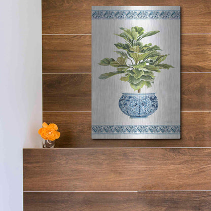 Luxe Metal Art 'Chinoiserie Fig II' by Cindy Jacobs, Metal Wall Art,12x16