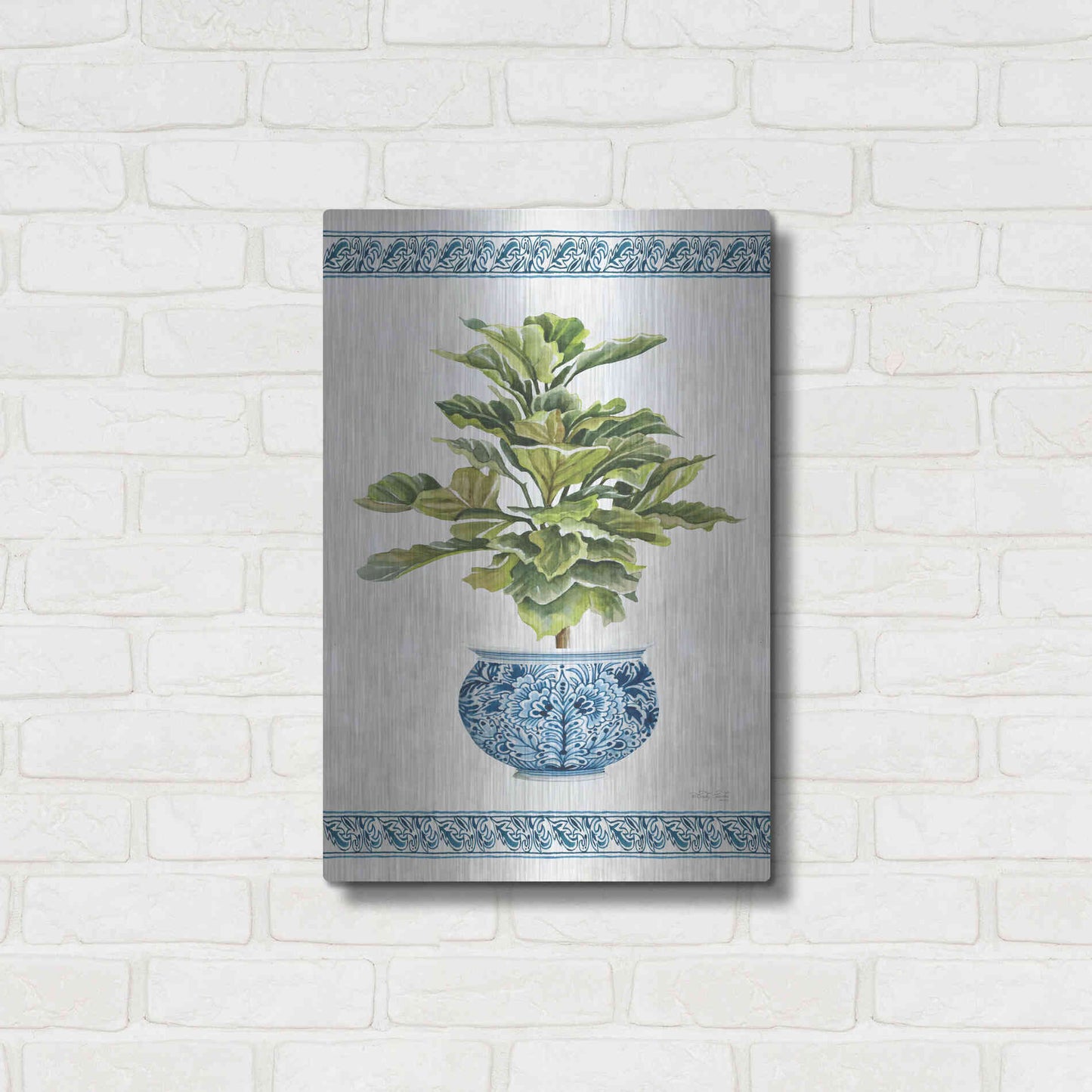 Luxe Metal Art 'Chinoiserie Fig II' by Cindy Jacobs, Metal Wall Art,16x24