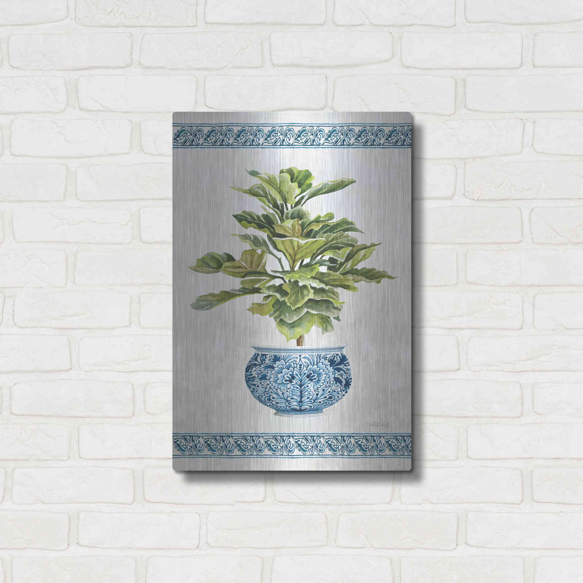 Luxe Metal Art 'Chinoiserie Fig II' by Cindy Jacobs, Metal Wall Art,16x24