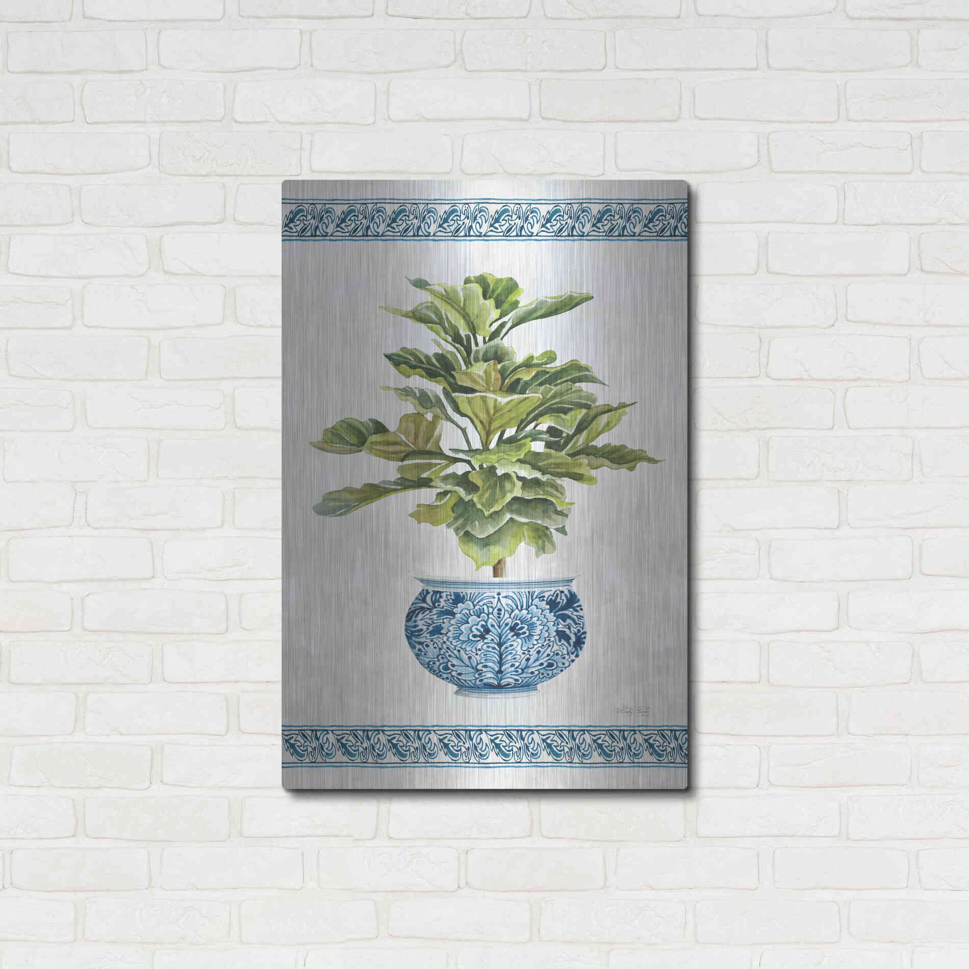 Luxe Metal Art 'Chinoiserie Fig II' by Cindy Jacobs, Metal Wall Art,24x36