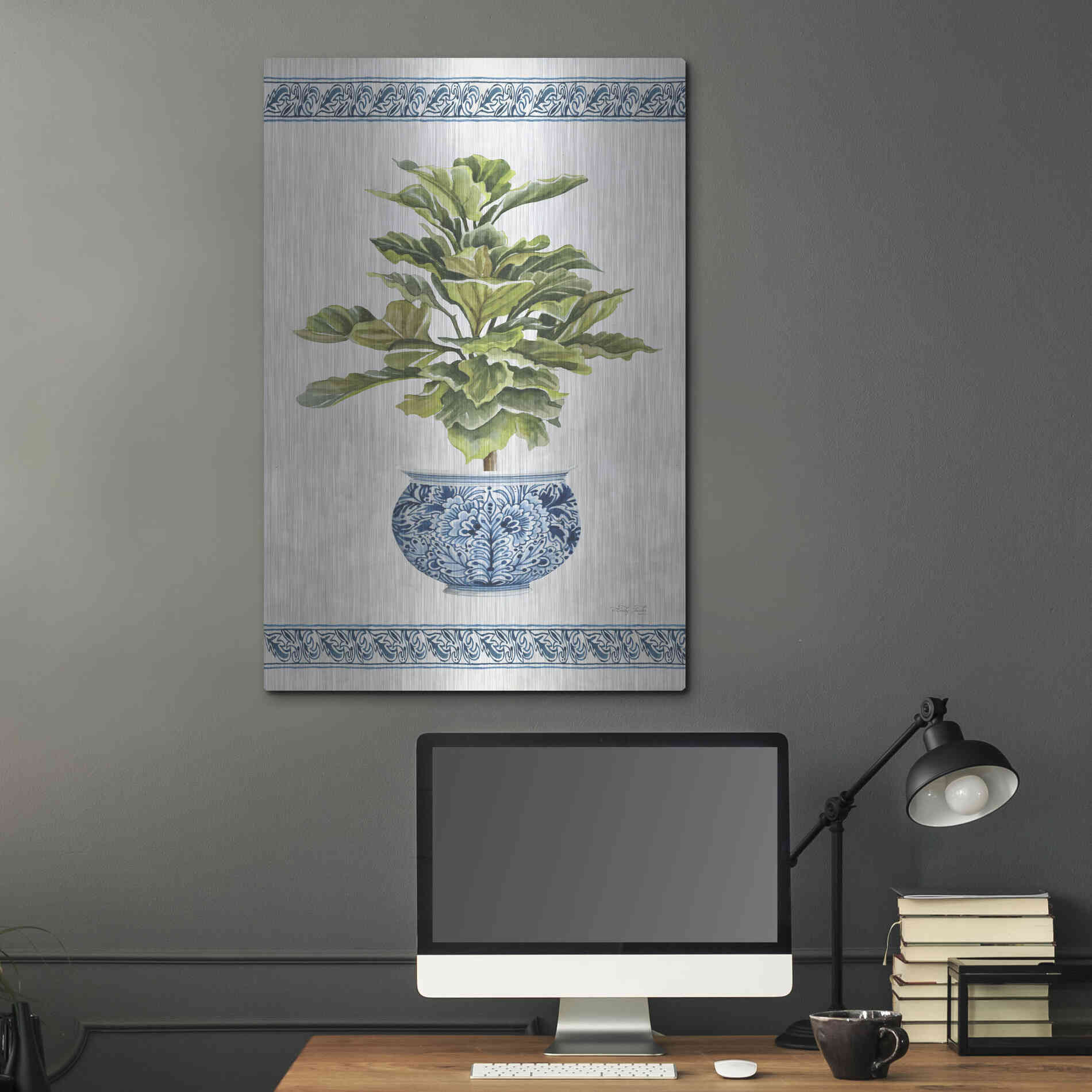 Luxe Metal Art 'Chinoiserie Fig II' by Cindy Jacobs, Metal Wall Art,24x36