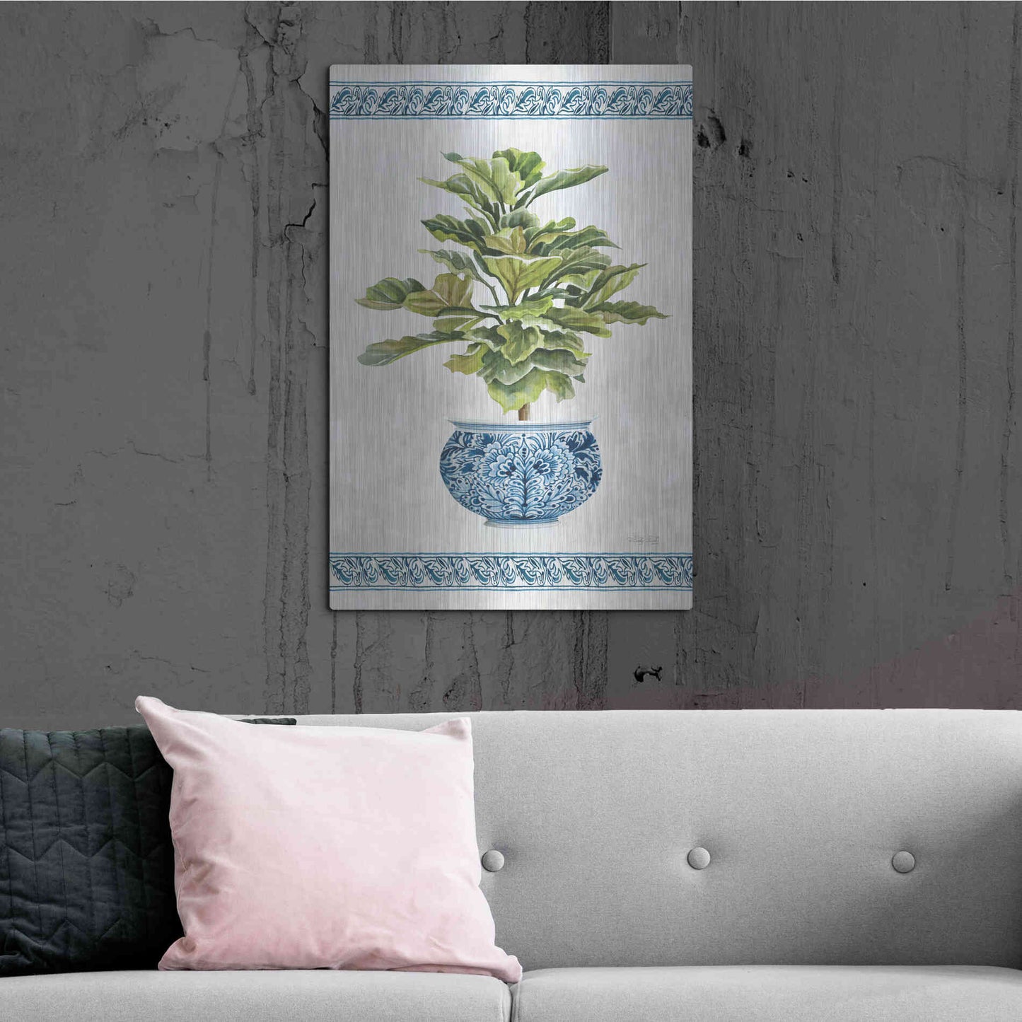 Luxe Metal Art 'Chinoiserie Fig II' by Cindy Jacobs, Metal Wall Art,24x36