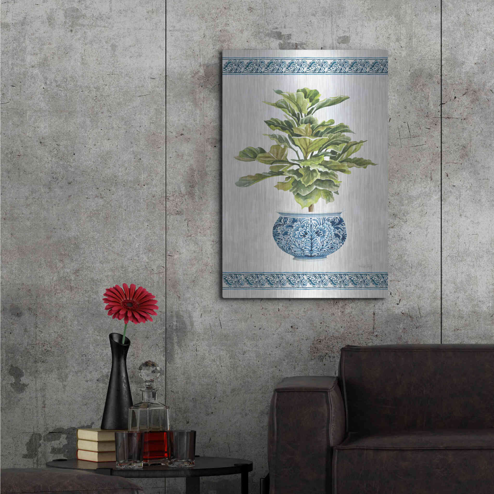 Luxe Metal Art 'Chinoiserie Fig II' by Cindy Jacobs, Metal Wall Art,24x36