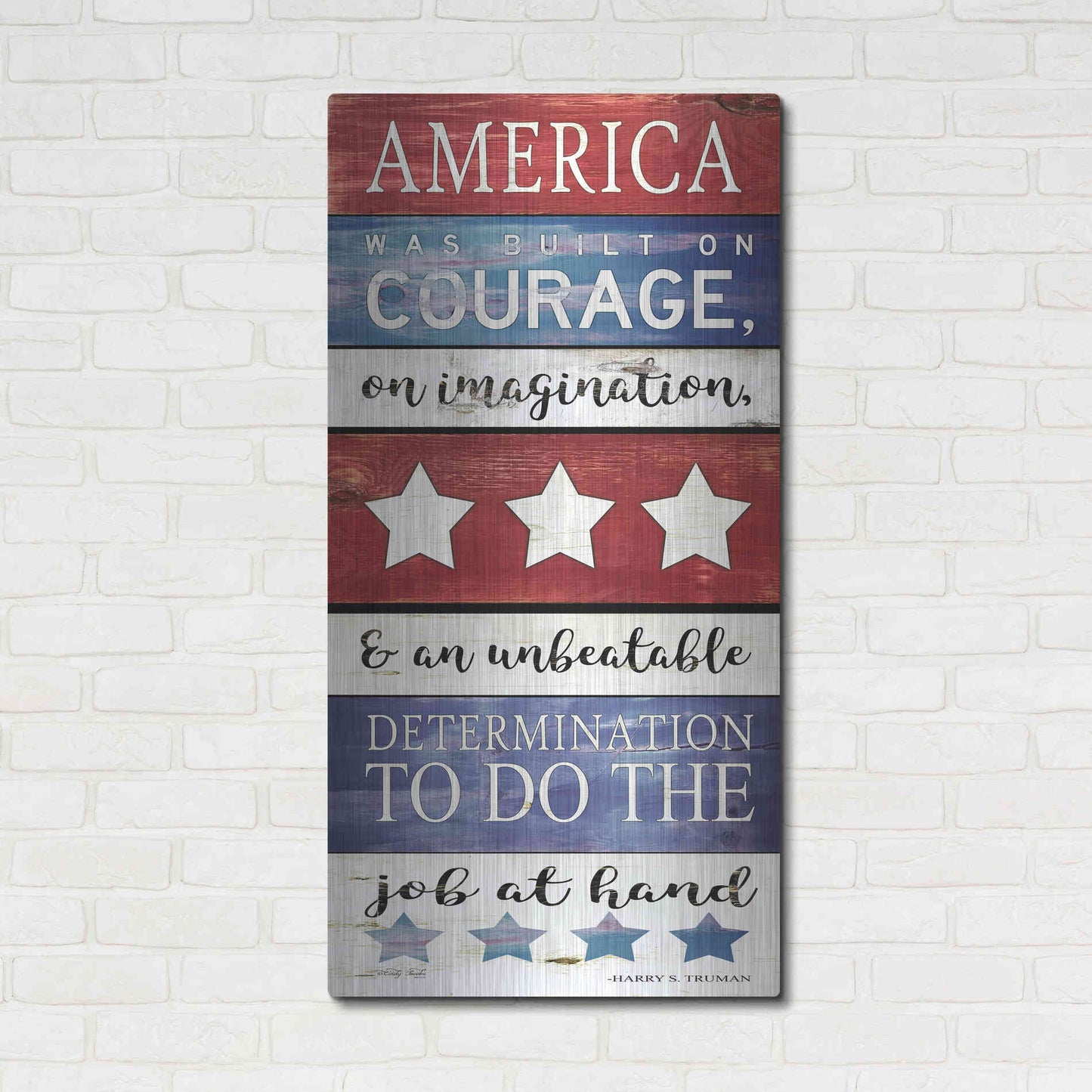 Luxe Metal Art 'America Panel' by Cindy Jacobs, Metal Wall Art,24x48