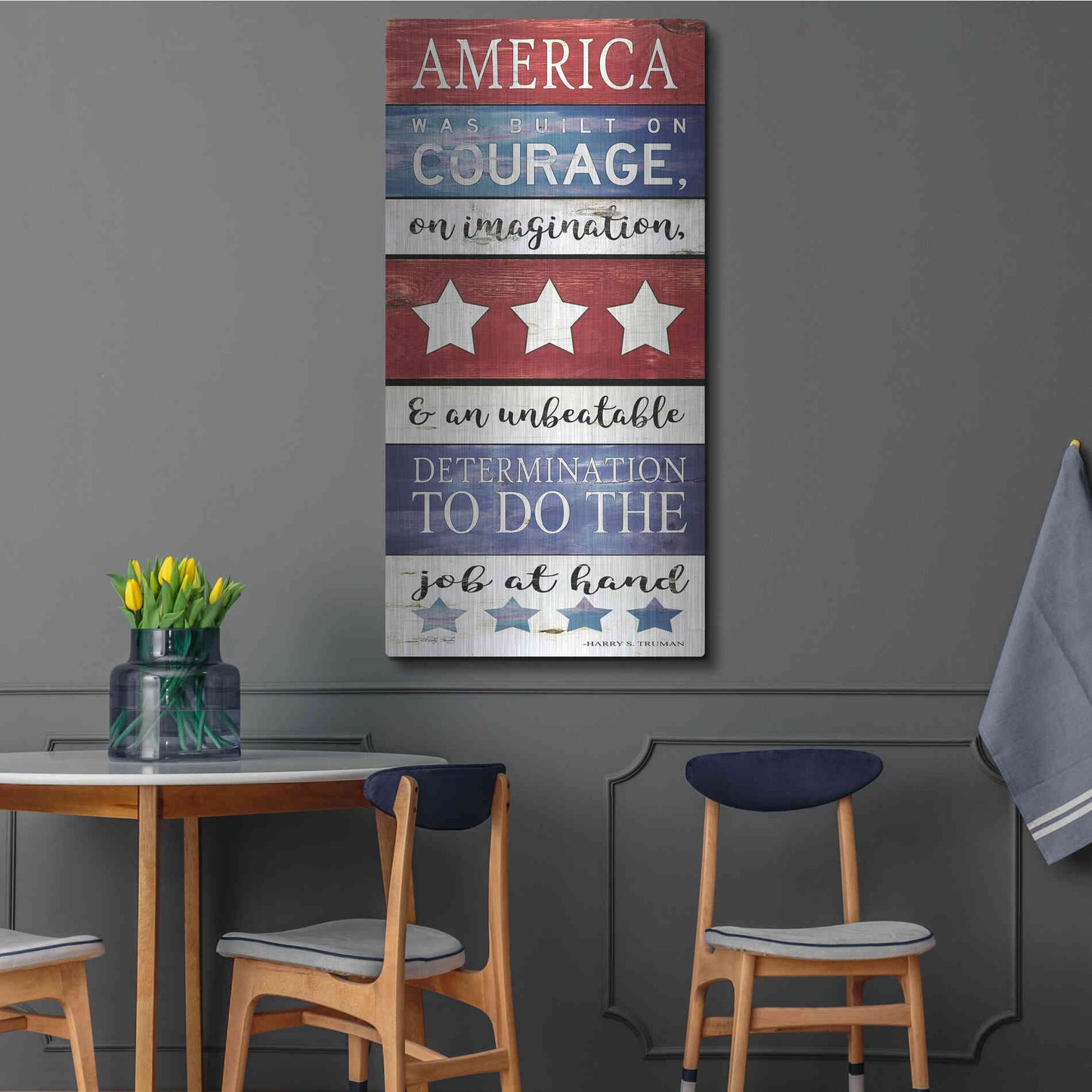 Luxe Metal Art 'America Panel' by Cindy Jacobs, Metal Wall Art,24x48