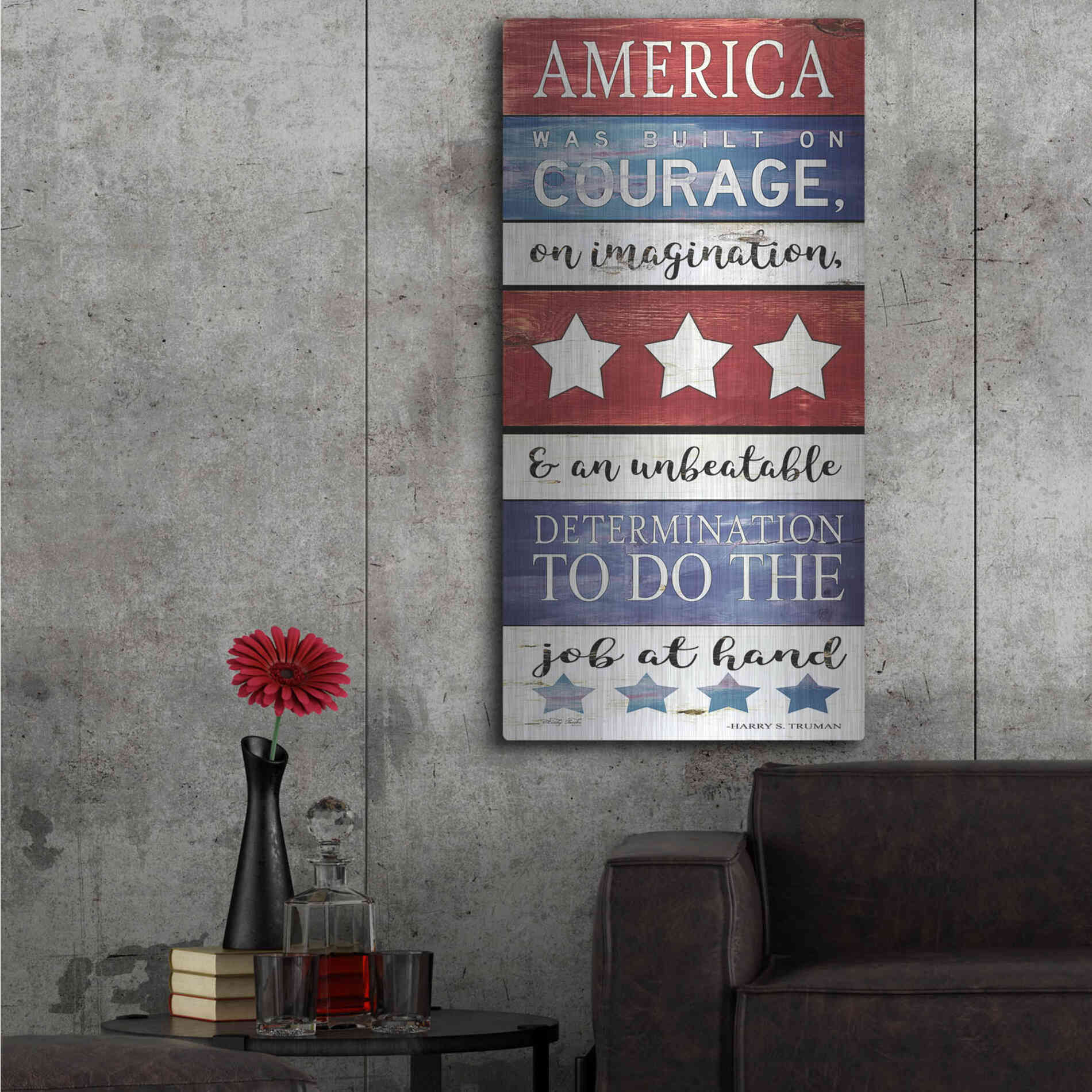 Luxe Metal Art 'America Panel' by Cindy Jacobs, Metal Wall Art,24x48