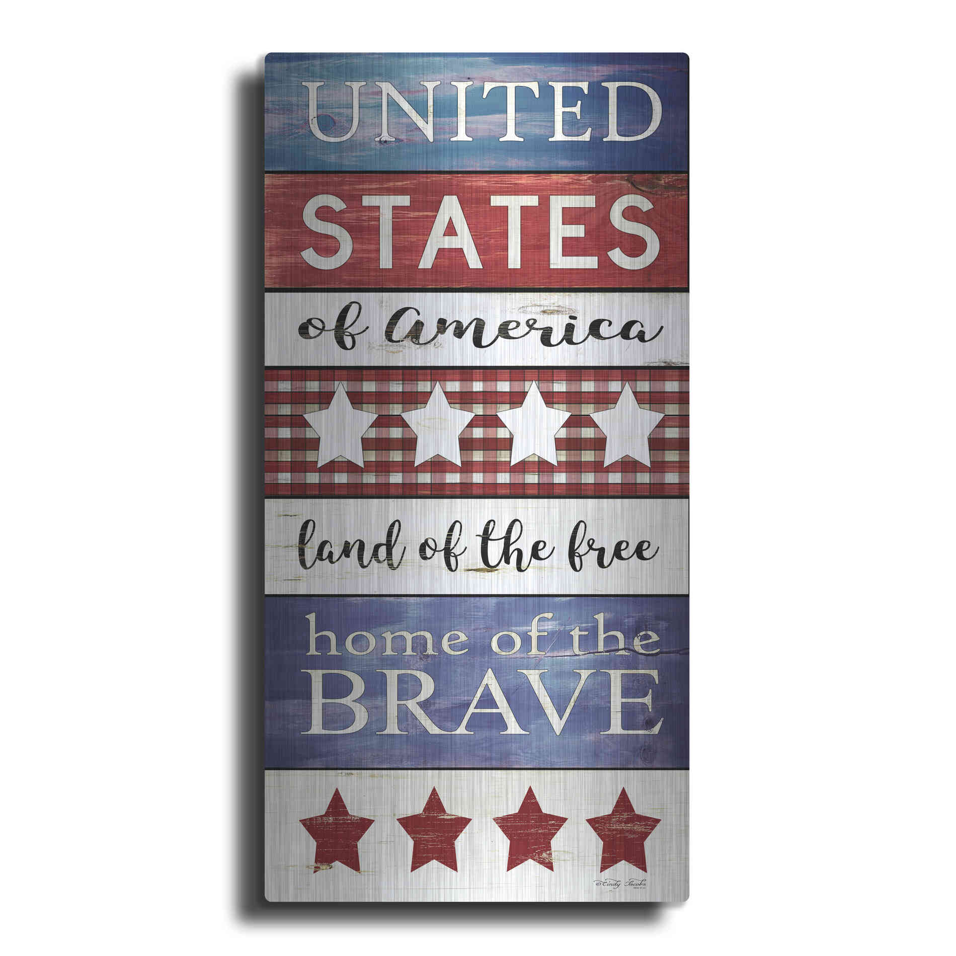 Luxe Metal Art 'United States Panel' by Cindy Jacobs, Metal Wall Art