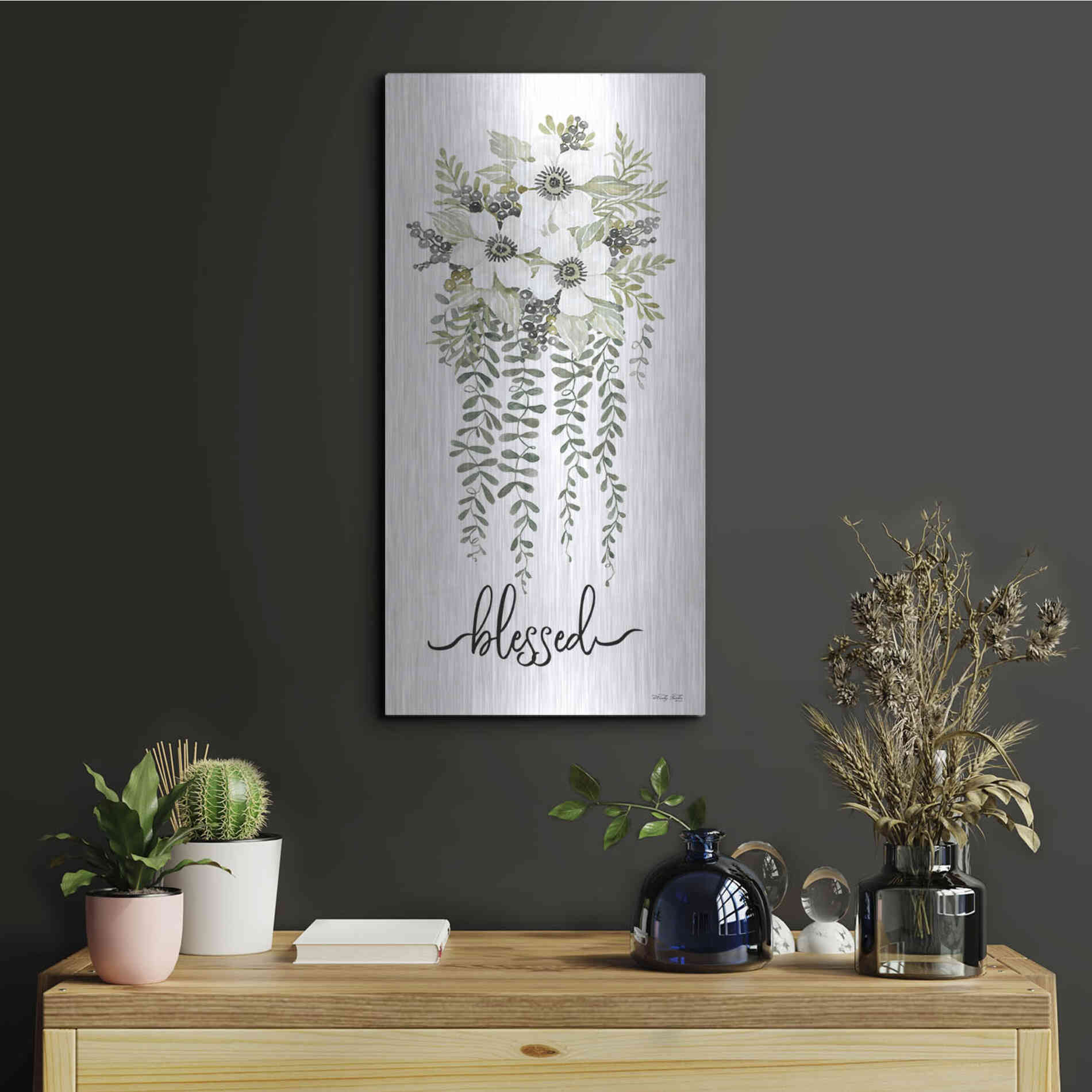 Luxe Metal Art 'Blessed' by Cindy Jacobs, Metal Wall Art,12x24