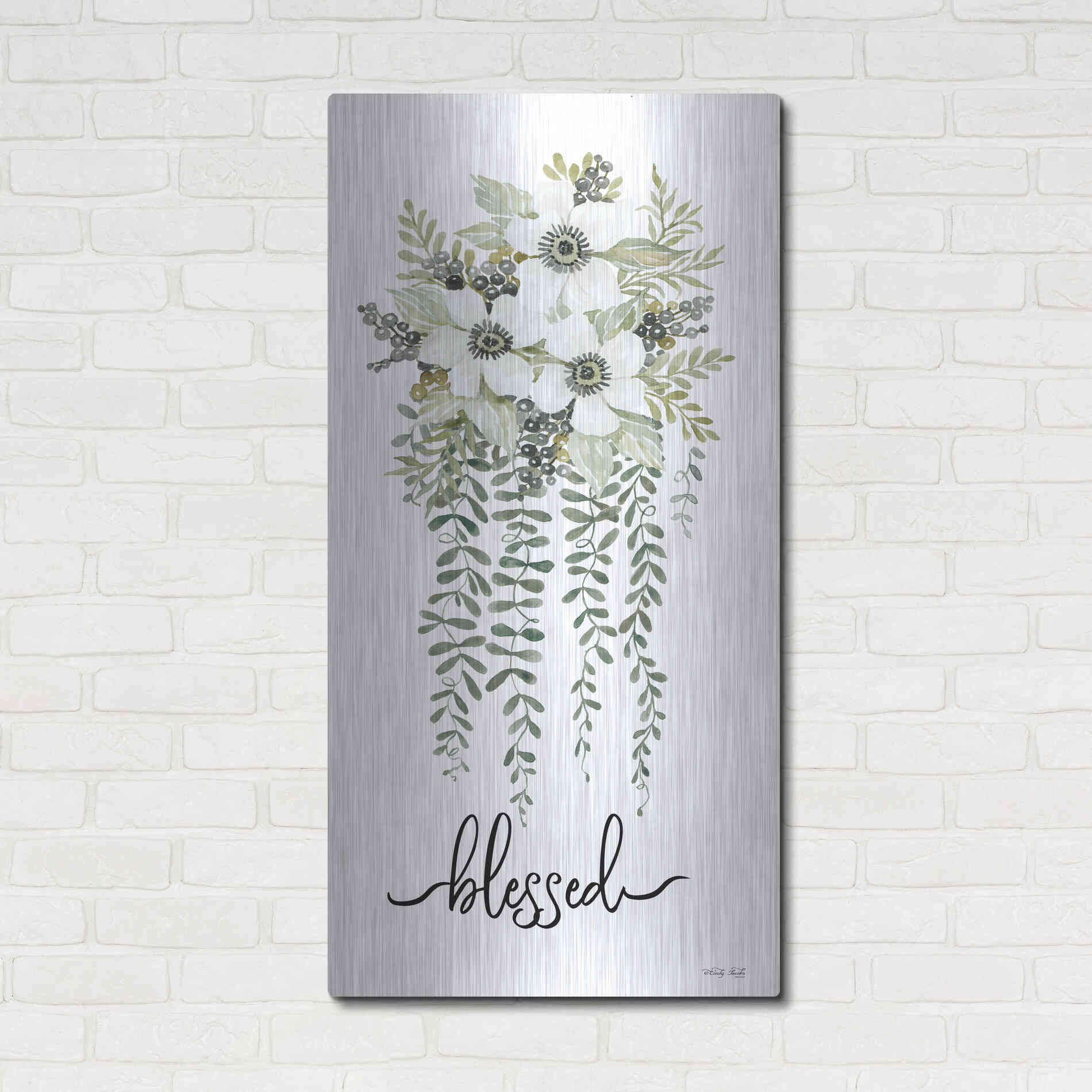 Luxe Metal Art 'Blessed' by Cindy Jacobs, Metal Wall Art,24x48