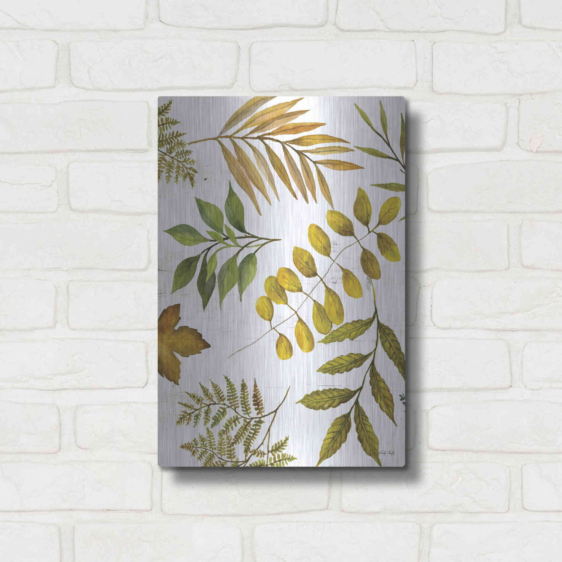 Luxe Metal Art 'Leaf Patterns I' by Cindy Jacobs, Metal Wall Art,12x16