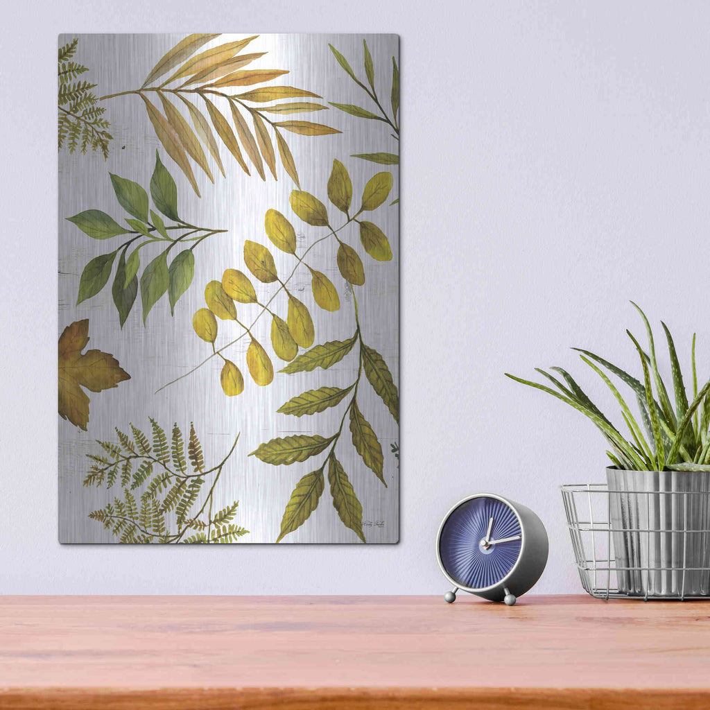 Luxe Metal Art 'Leaf Patterns I' by Cindy Jacobs, Metal Wall Art,12x16