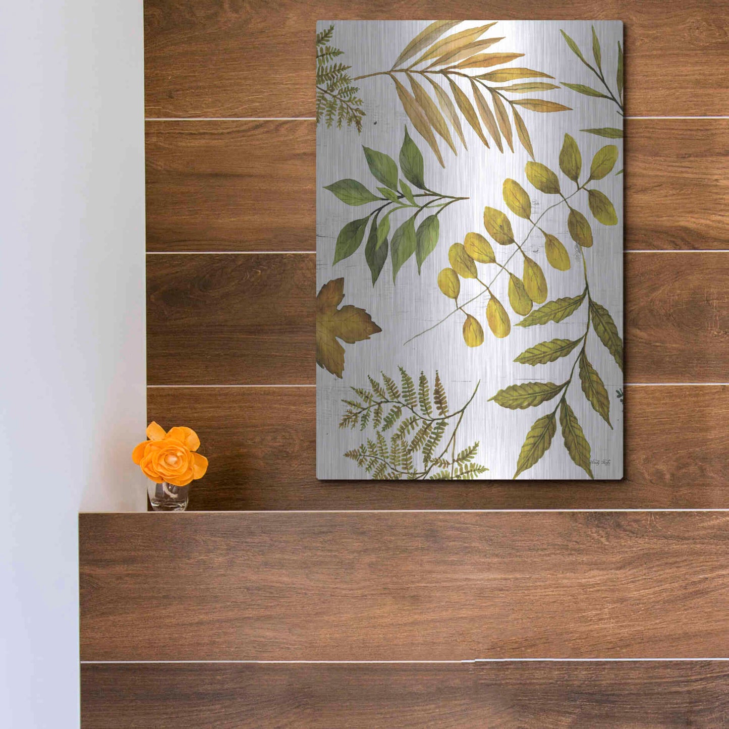 Luxe Metal Art 'Leaf Patterns I' by Cindy Jacobs, Metal Wall Art,12x16