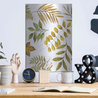 Luxe Metal Art 'Leaf Patterns I' by Cindy Jacobs, Metal Wall Art,12x16