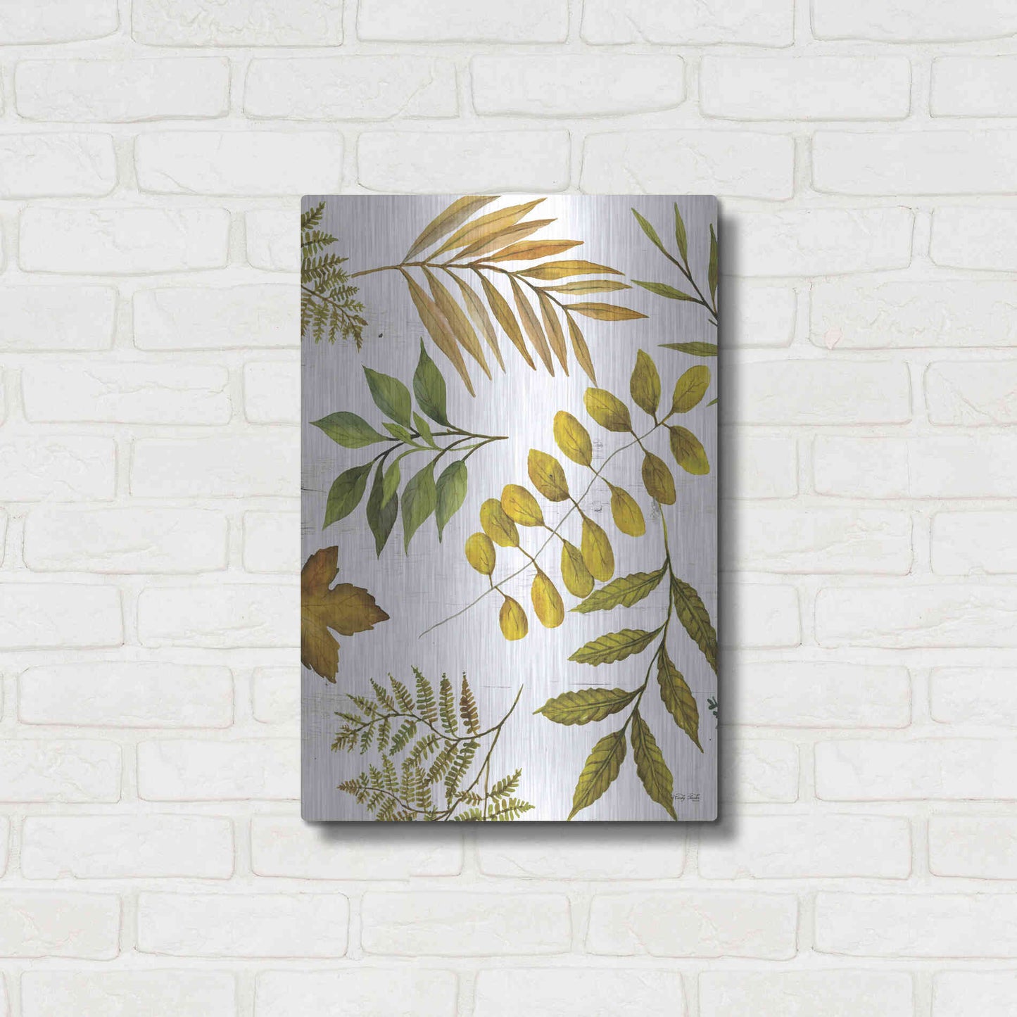 Luxe Metal Art 'Leaf Patterns I' by Cindy Jacobs, Metal Wall Art,16x24