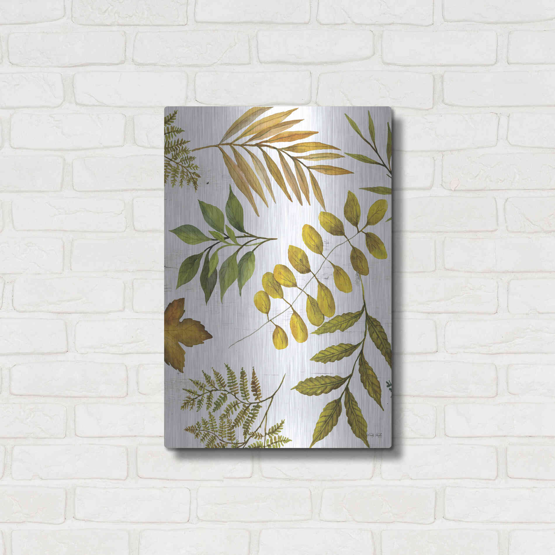 Luxe Metal Art 'Leaf Patterns I' by Cindy Jacobs, Metal Wall Art,16x24