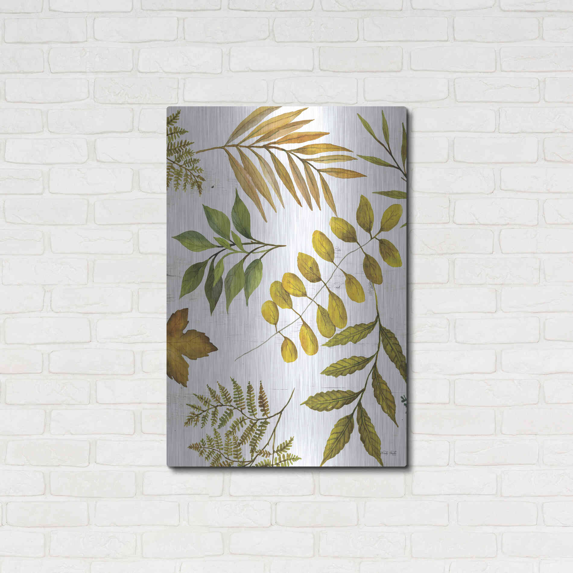 Luxe Metal Art 'Leaf Patterns I' by Cindy Jacobs, Metal Wall Art,24x36