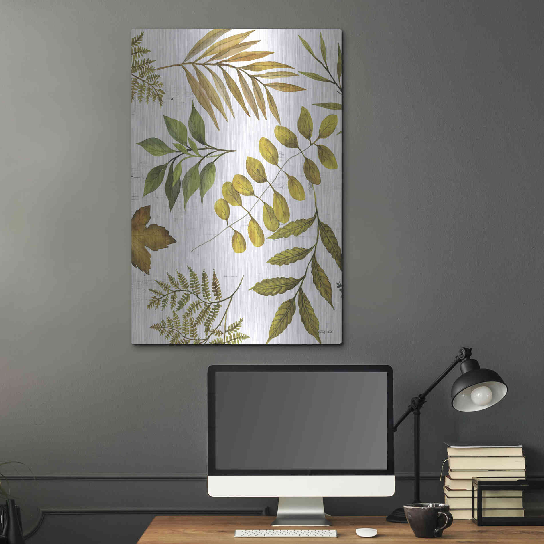 Luxe Metal Art 'Leaf Patterns I' by Cindy Jacobs, Metal Wall Art,24x36