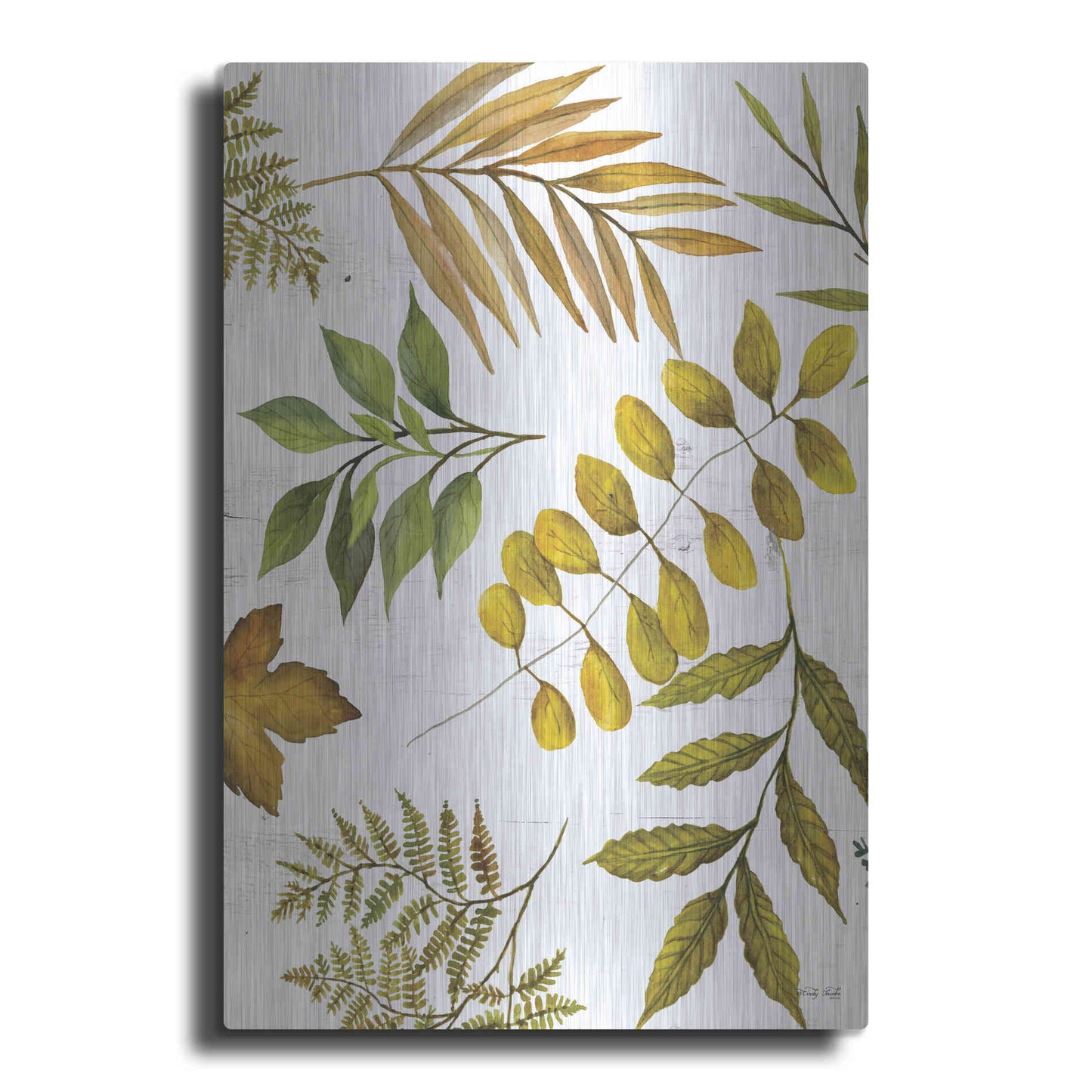 Luxe Metal Art 'Leaf Patterns I' by Cindy Jacobs, Metal Wall Art