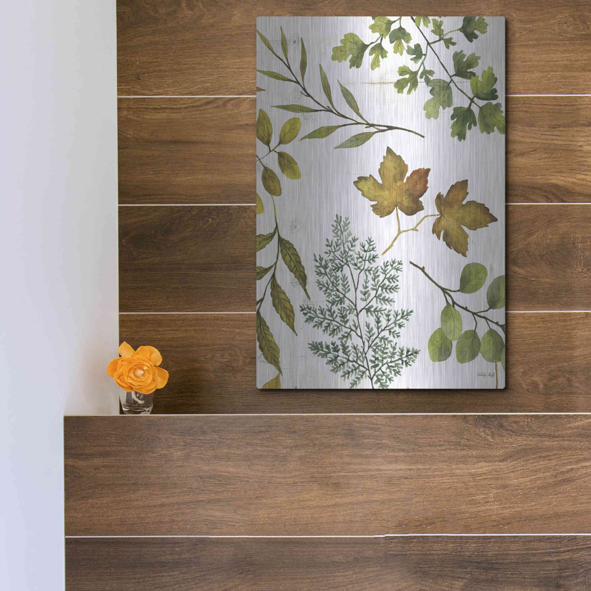 Luxe Metal Art 'Leaf Patterns II' by Cindy Jacobs, Metal Wall Art,12x16