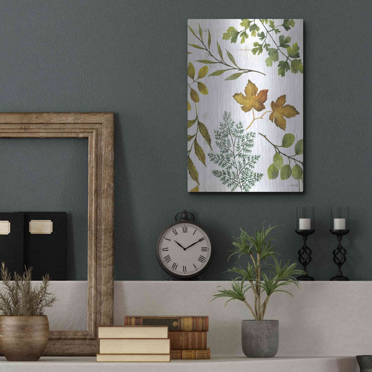 Luxe Metal Art 'Leaf Patterns II' by Cindy Jacobs, Metal Wall Art,12x16