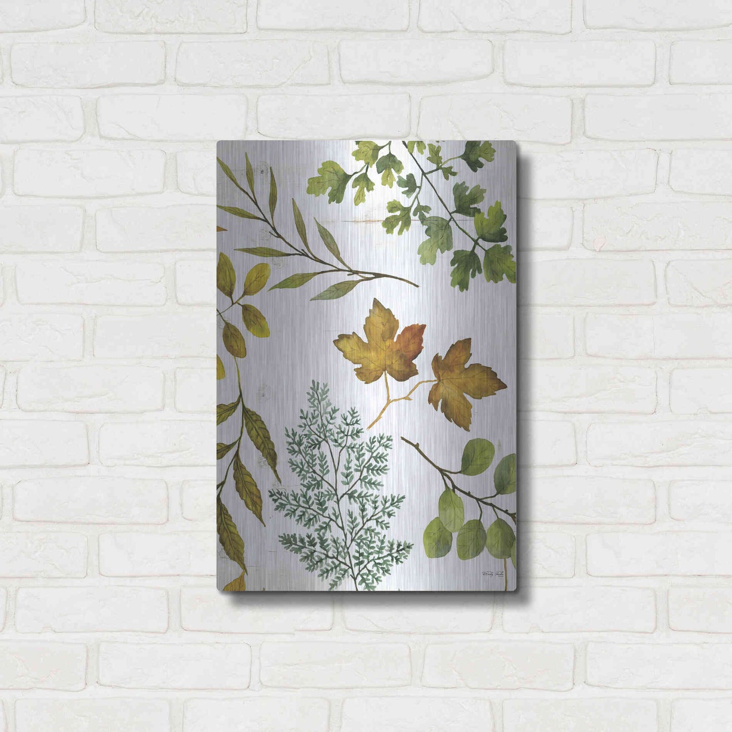 Luxe Metal Art 'Leaf Patterns II' by Cindy Jacobs, Metal Wall Art,16x24