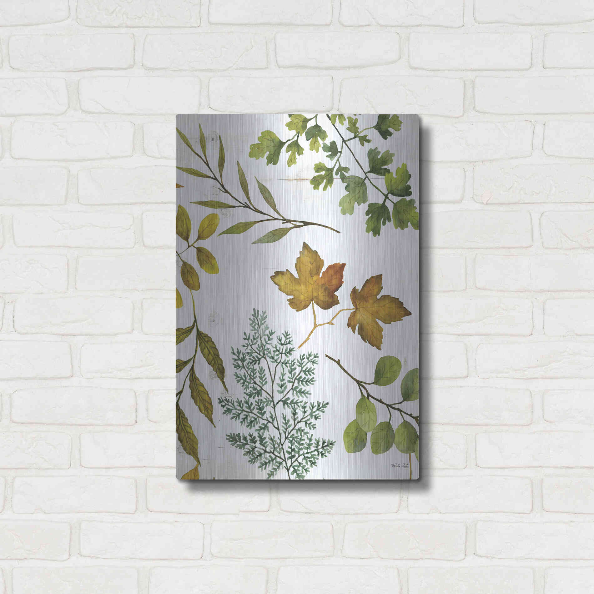 Luxe Metal Art 'Leaf Patterns II' by Cindy Jacobs, Metal Wall Art,16x24