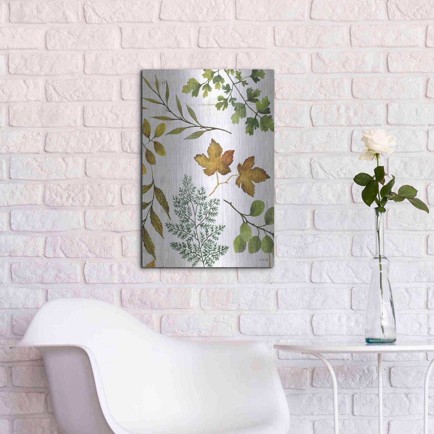 Luxe Metal Art 'Leaf Patterns II' by Cindy Jacobs, Metal Wall Art,16x24