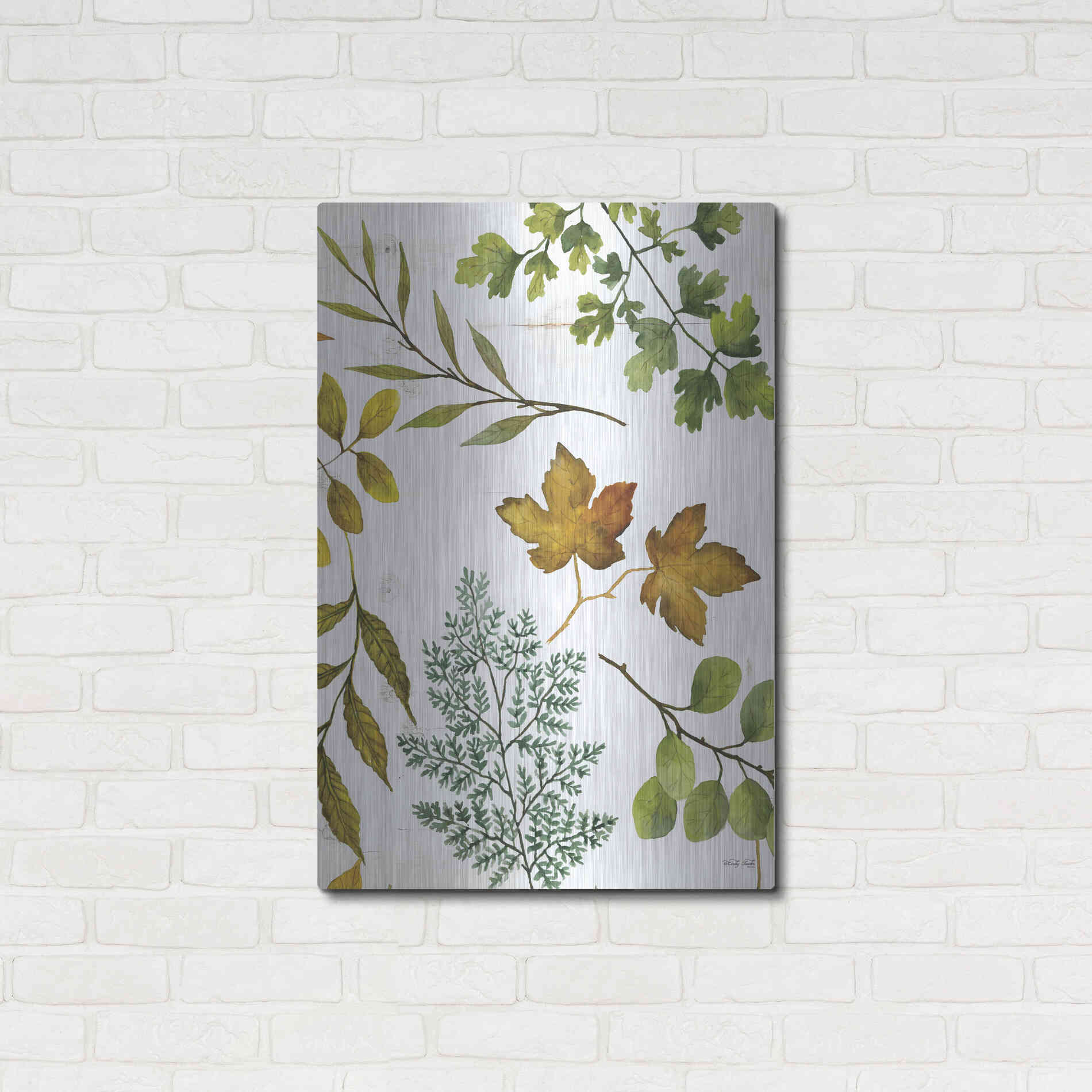 Luxe Metal Art 'Leaf Patterns II' by Cindy Jacobs, Metal Wall Art,24x36