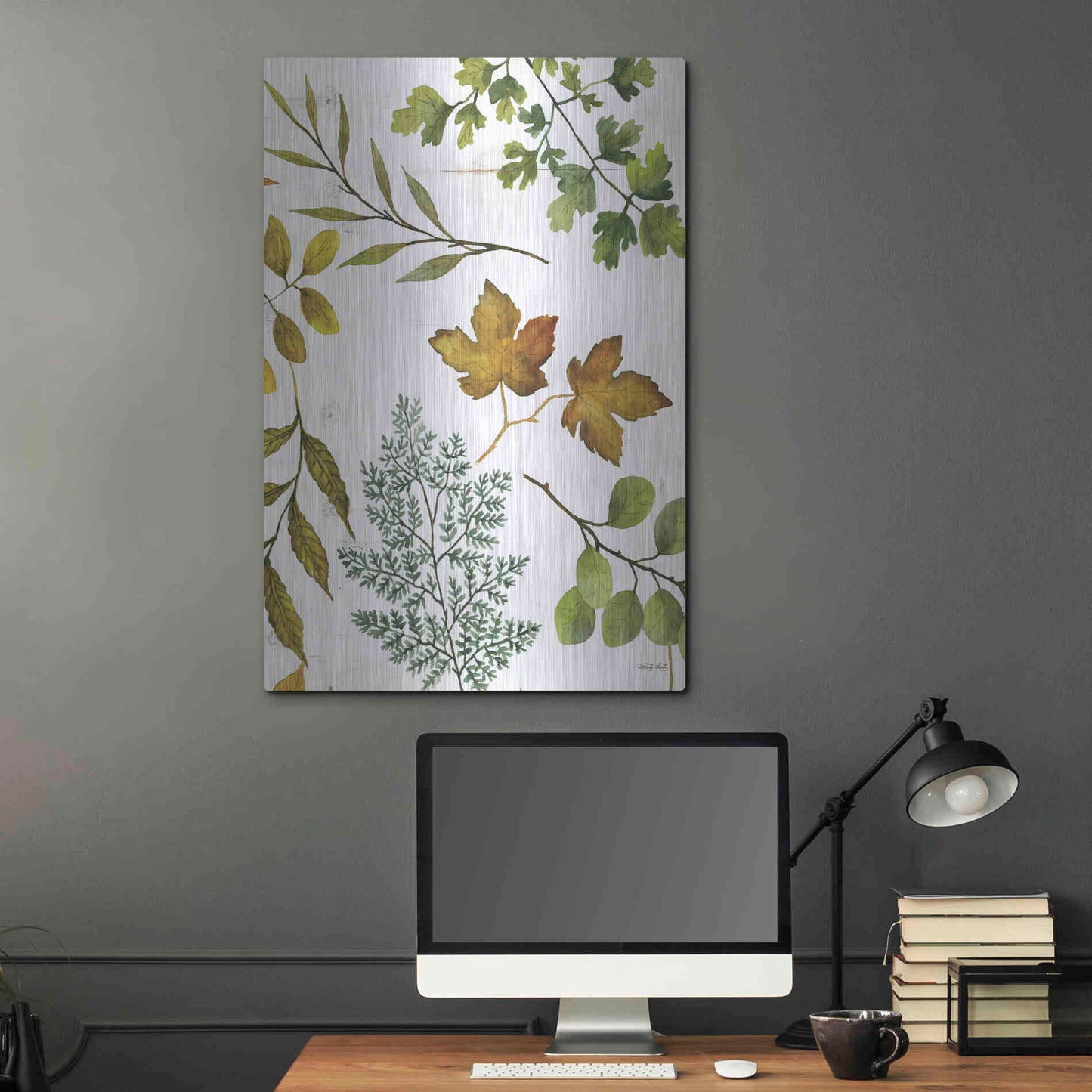 Luxe Metal Art 'Leaf Patterns II' by Cindy Jacobs, Metal Wall Art,24x36