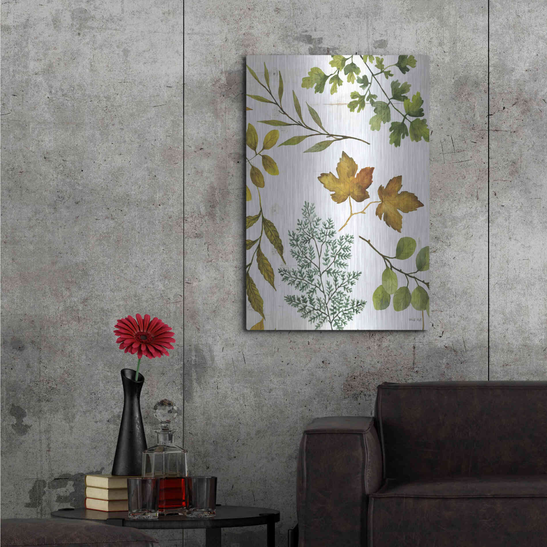 Luxe Metal Art 'Leaf Patterns II' by Cindy Jacobs, Metal Wall Art,24x36