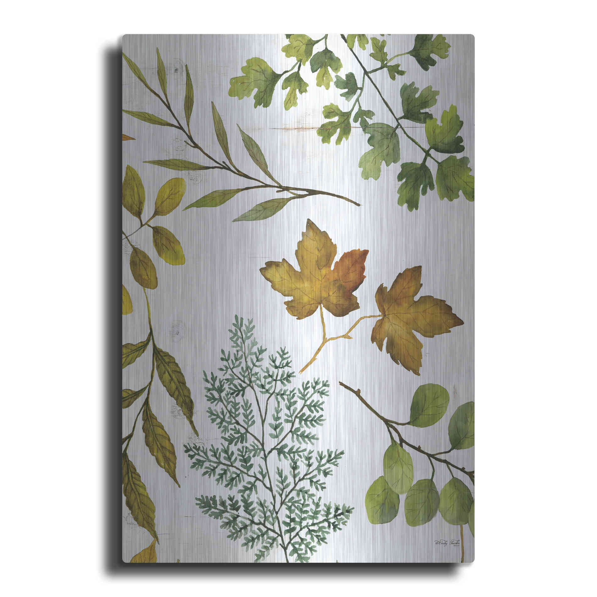 Luxe Metal Art 'Leaf Patterns II' by Cindy Jacobs, Metal Wall Art