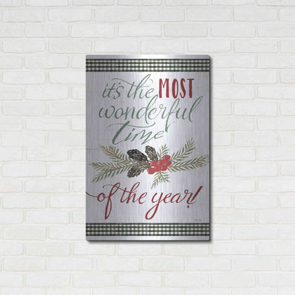 Luxe Metal Art 'Pinecone It's the Most Wonderful Time' by Cindy Jacobs, Metal Wall Art,24x36