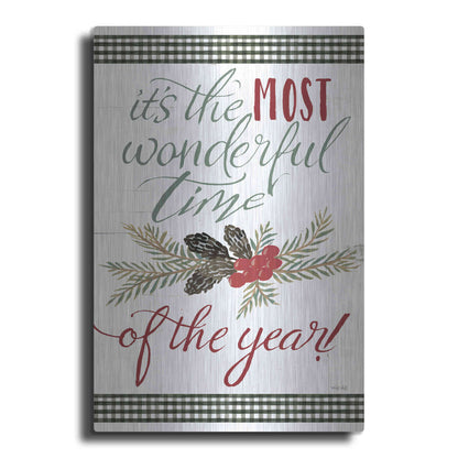 Luxe Metal Art 'Pinecone It's the Most Wonderful Time' by Cindy Jacobs, Metal Wall Art